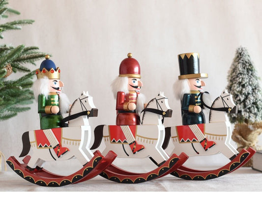 揺り木馬くるみ割り人形30cm(単品)