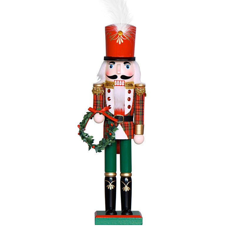　クリスマスリース持ちくるみ割り人形38CM
